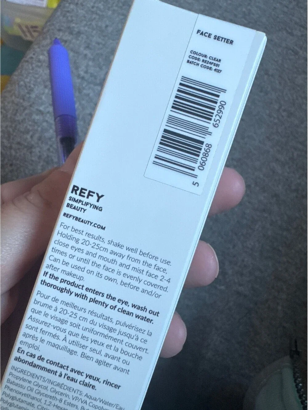 REFY Face Setter Setting Spray 50ml Clear New in Box Makeup Setting Mist